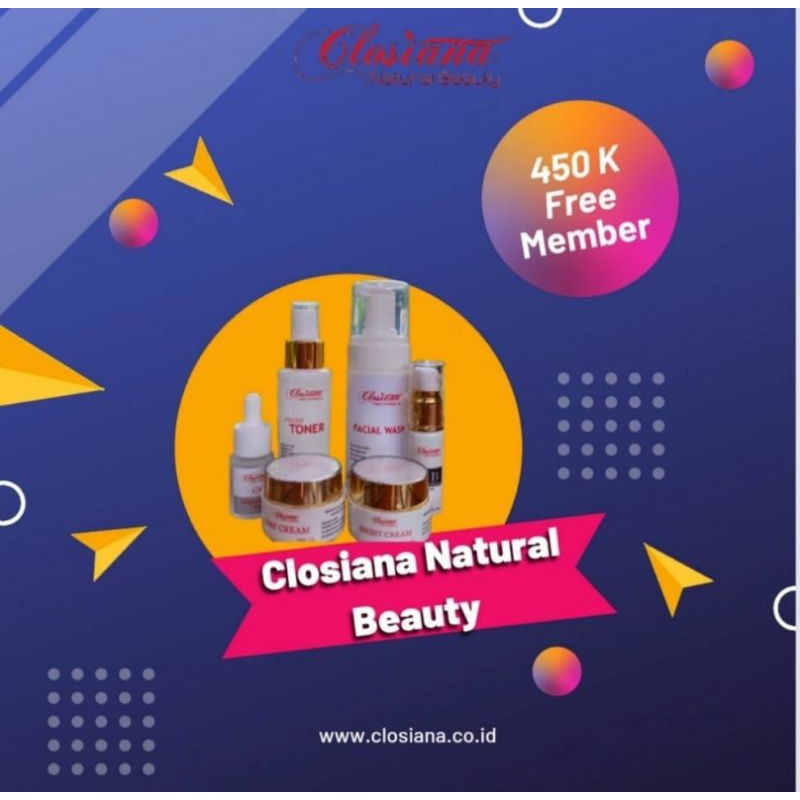 closiana Natural beauty whitening paket skincare isi 6pcs produk ORI