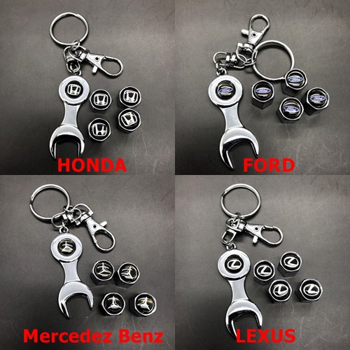 2 in 1set Gantungan Kunci Pentil Ban Mobil Stainless Keychain HONDA TOYOTA KIA NISSAN SUZUKI VW FORD