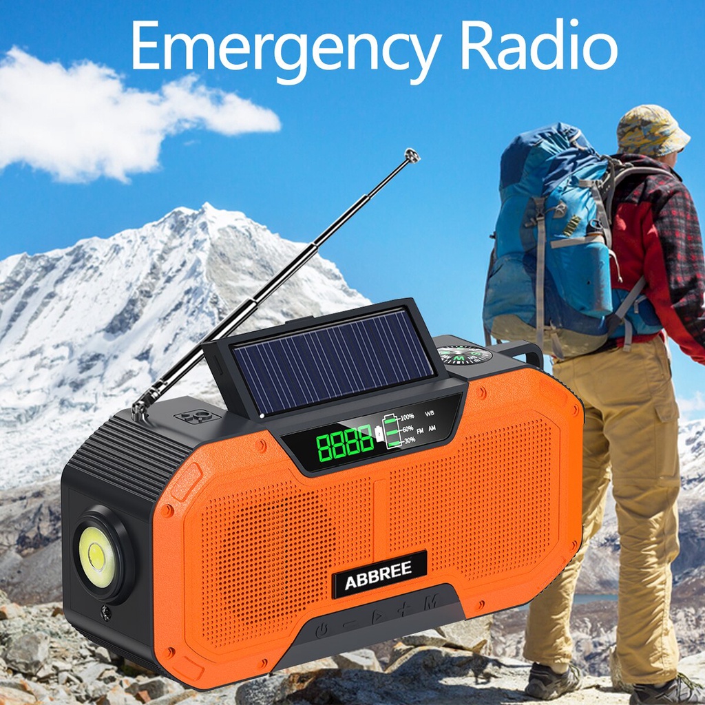 ABBREE Radio Solar Emergency Hand Crank FM/AM Portable Powerbank 5000 mAh Dan Senter IPX5