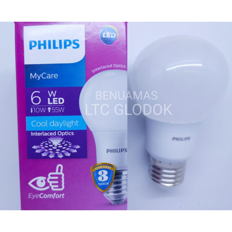 LAMPU LED BULB PHILIPS 6WATT BOHLAM PHILIPS 6W LAMPU LED