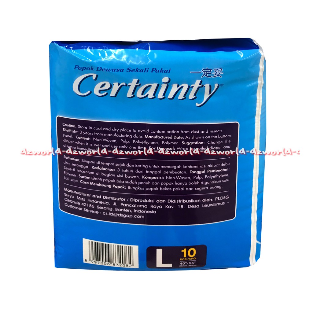 Certainty L 10 Popok Perekat Cegah Iritasi Antibacterial Certainti L10 Popok Dewasa Orang Tua Diapers Anti Bakteri Diaper Certainly