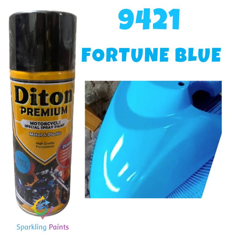 Pilox Diton Premium Fortune Blue 9421 400ml Warna Biru Muda Laut Cat Semprot Tahan Bensin