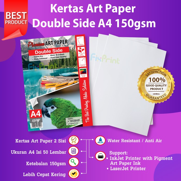 

Kertas Art Paper A4 150gsm isi 50 Lembar Photo Paper 150 Gram 50 Sheet FI855