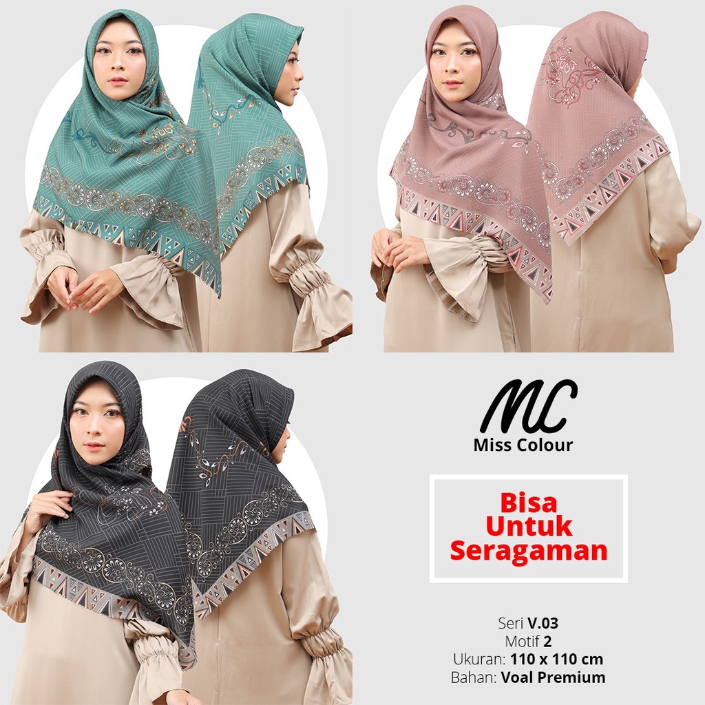 JILBAB SEGIEMPAT VOAL PREMIUM MISS COLOR SCARF BY UMAMA SCARF , HIJAB DIGITAL PRINT 110X110CM BEST