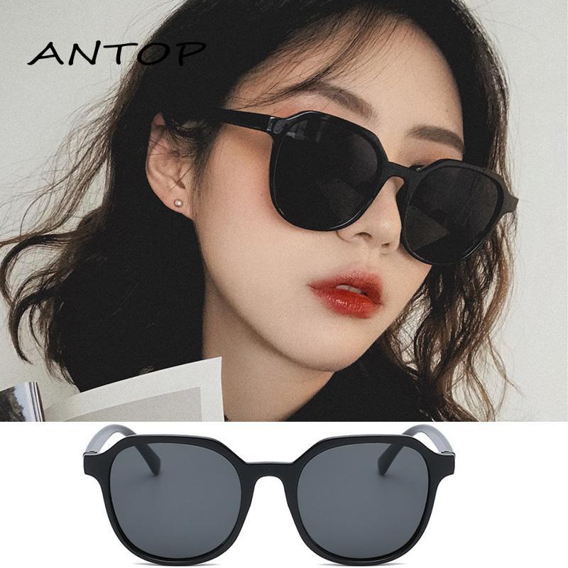 Kacamata Hitam Unisex Pelindung UV Bentuk Oval Gaya Retro Untuk Wajah Bulat Besar