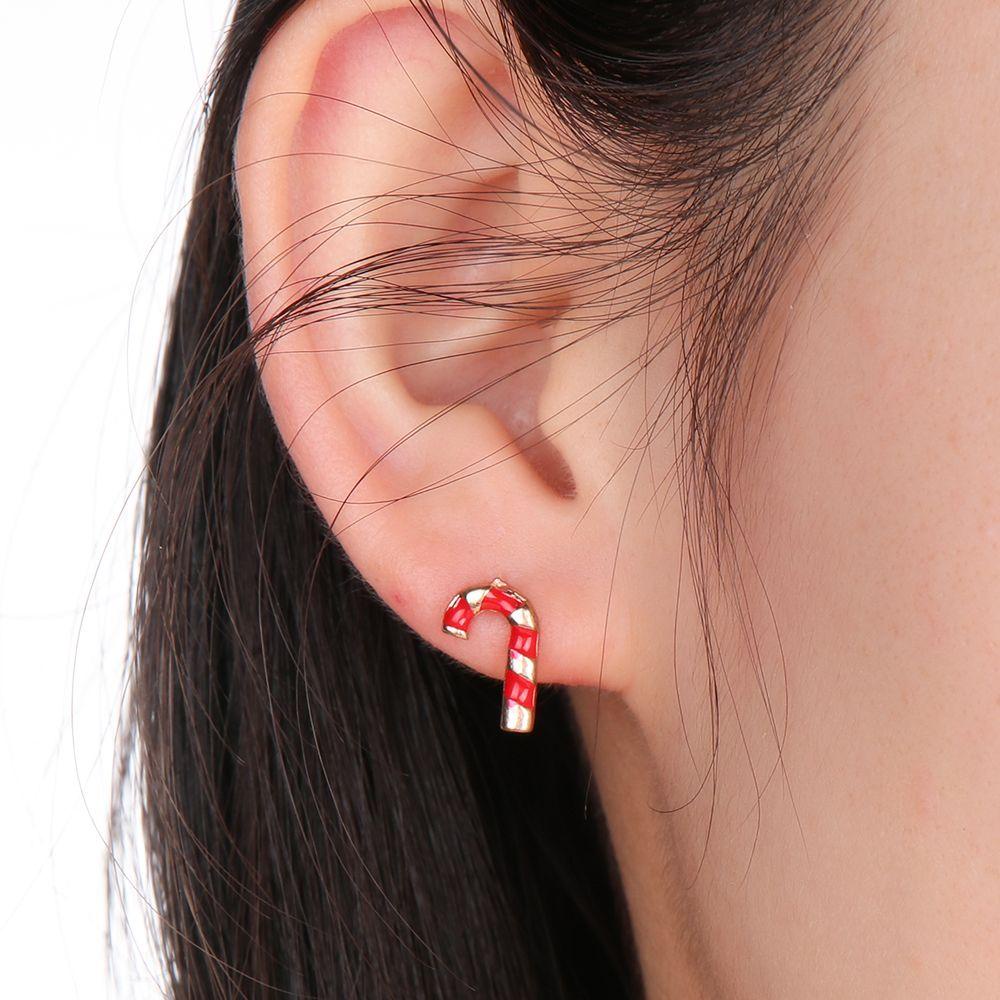 Nanas 8pasang Anting Natal Set Wanita Perhiasan Aksesoris Stocking Snowflakes Drop Menjuntai