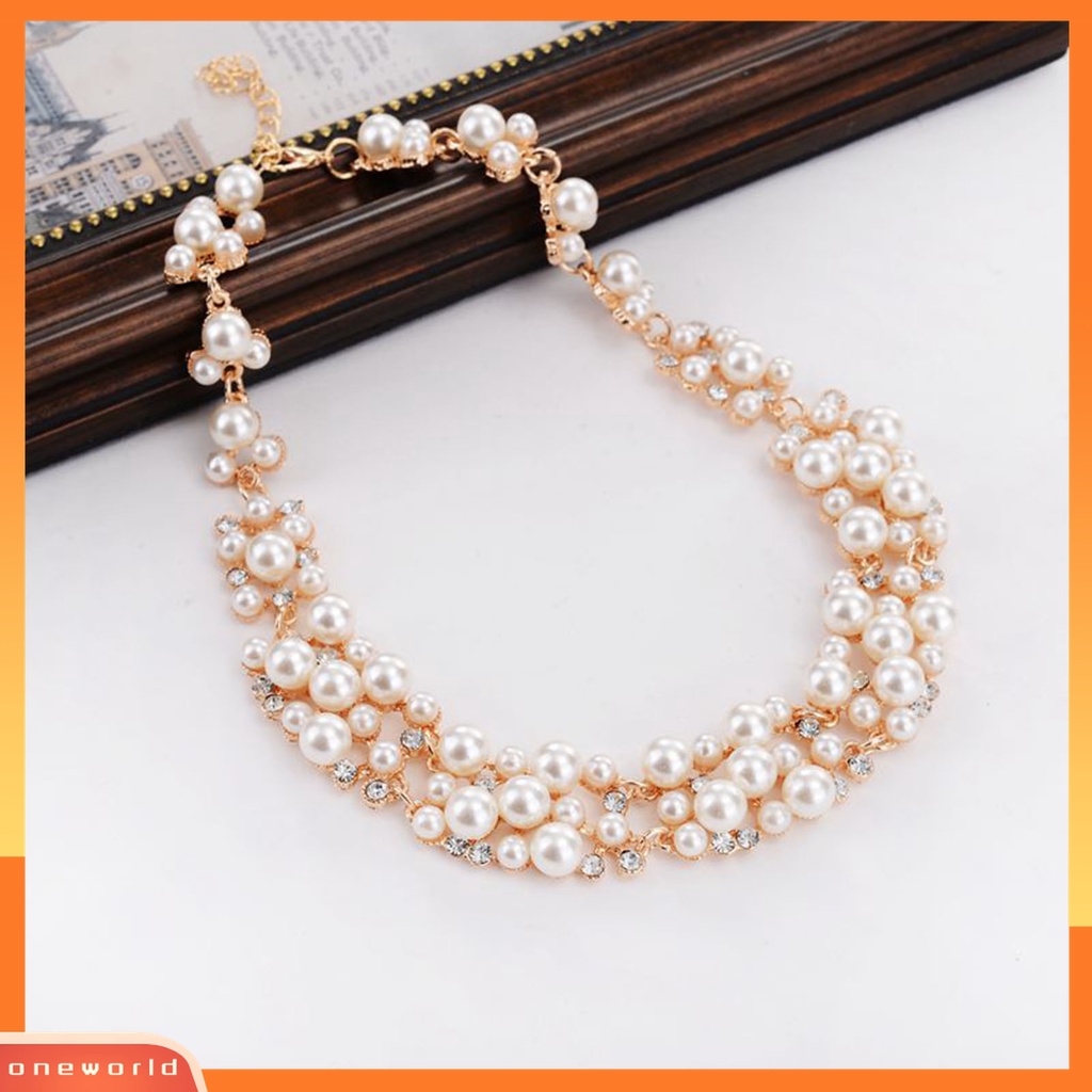 2pcs / Set Kalung Anting Mutiara Imitasi Multi Warna Permukaan Halus Untuk Wanita