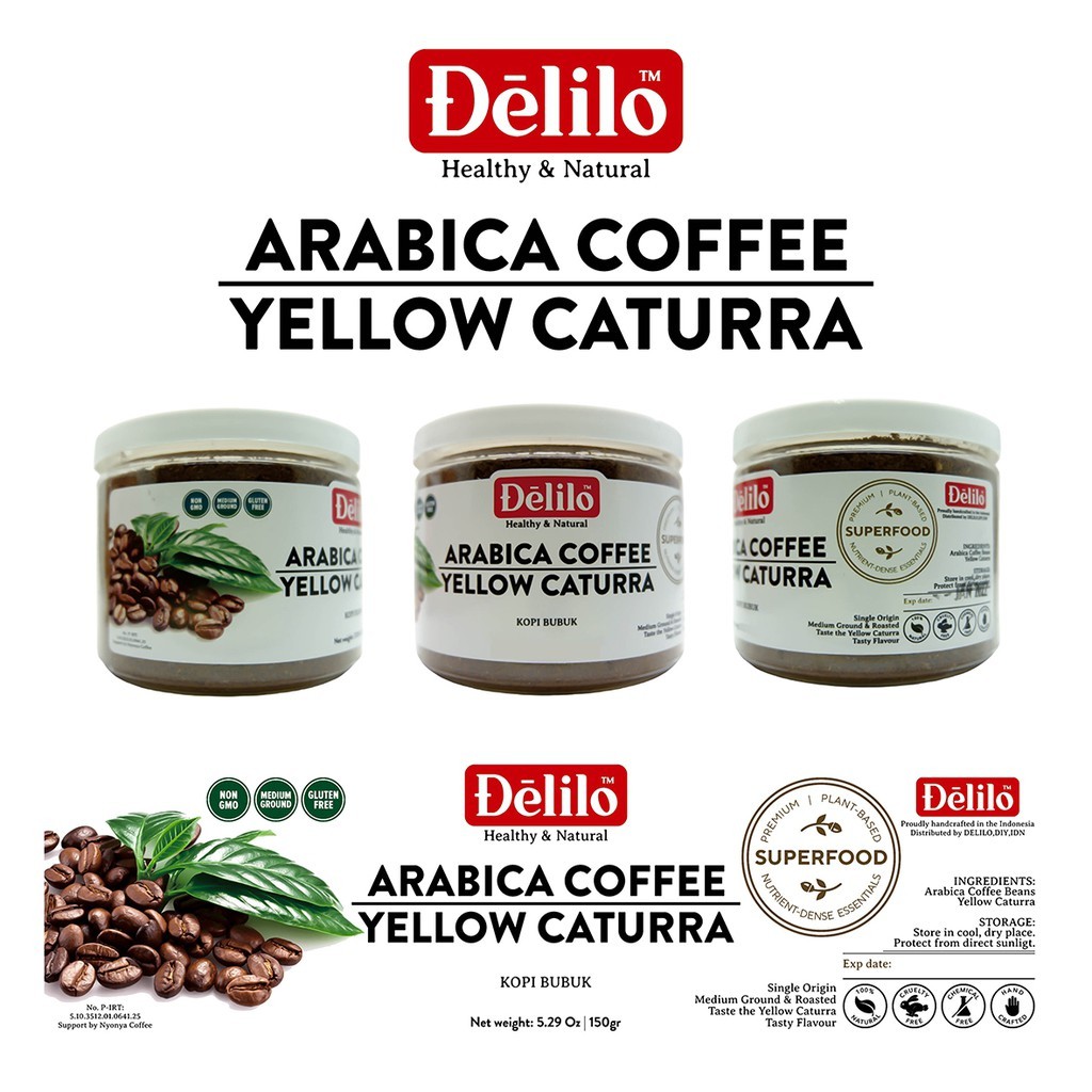 

Arabica Coffee Yellow Caturra Roasting medium 150gr/ Kopi Bubuk DELILO
