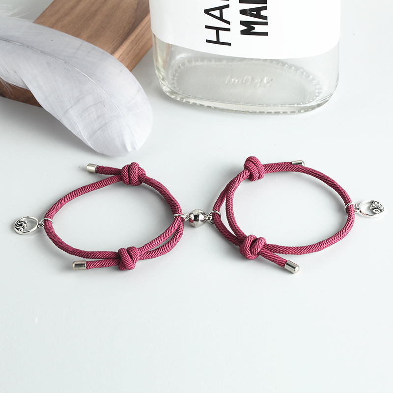 2Pcs/Pasang Gelang Kepang Magnet Gelang Tali Couple Magnet Attract Persahabatan Bracelets