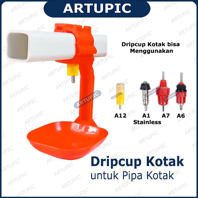 Dripcup Kotak Pipa Persegi Mangkok Mangkuk Nipple Ayam Unggas Tempat Minum Ayam