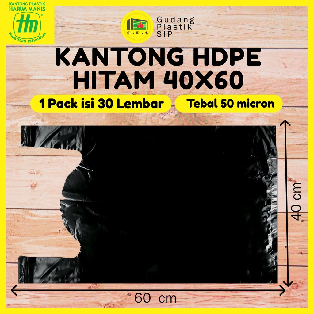 Kantong Plastik Kresek Hitam Tebal UK 40X60 HDPE