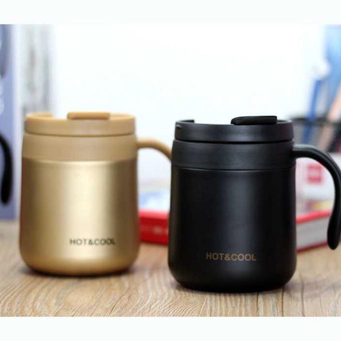 Termos Kopi Cangkir Kopi Teh Susu Air Panas Mug Tumblr Kopi Mini 350ml - Hitam
