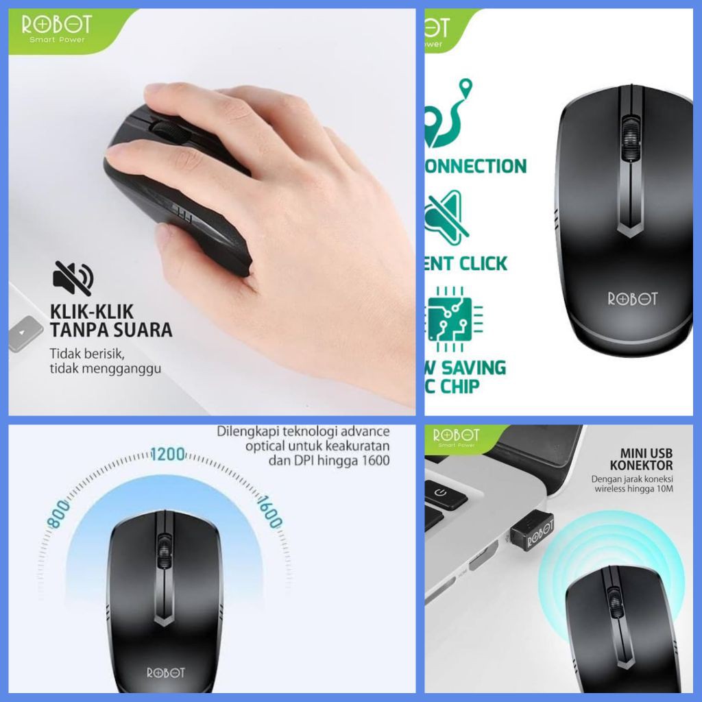 MOUSE BLUETOOTH WIRELESS BY ROBOT M200 BEST PRODUK