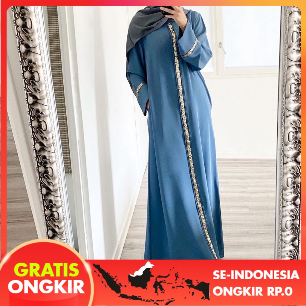Pakaian Wanita 2021   Jahitan Trim Berpayet Jubah Timur Tengah Beaded Gaun Lr445
