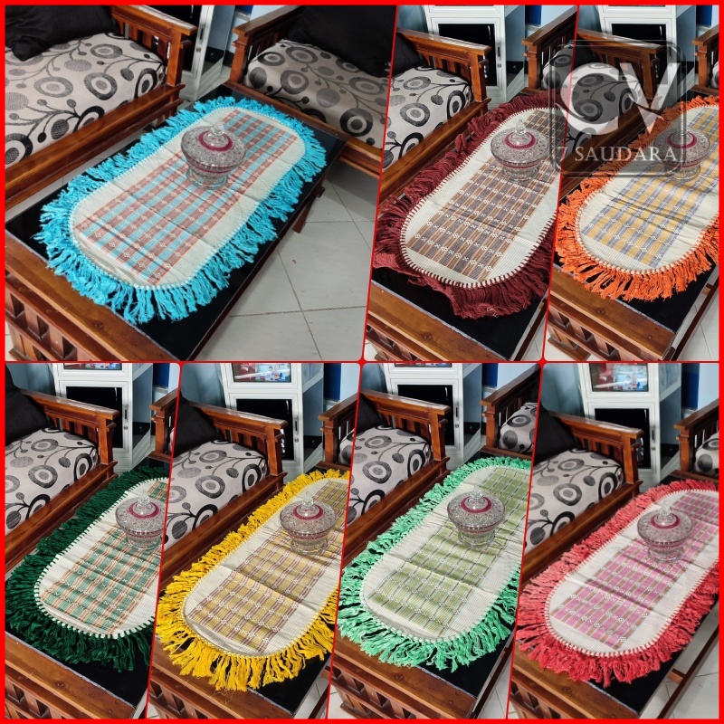 Taplak Meja Tamu Tenun Rumbai Rempel Model Aestetic Minimalis Premium Motif Songket Ukuran P 100Cm X