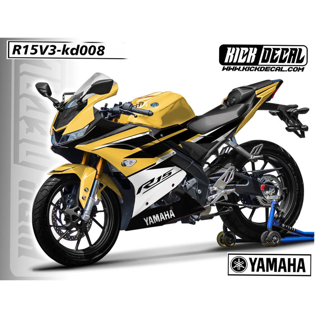 STICKER DECAL YAMAHA R15 V3 KUNING PUTIH - KD008