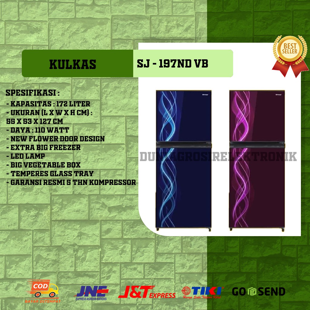Kulkas Sharp SJ - 197ND VB Pengiriman AREA BOGOR
