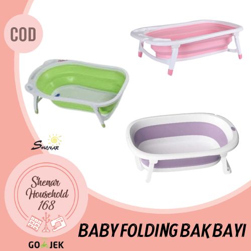 SHENAR , BAK MANDI BAYI LIPAT SERBAGUNA ELASTIS BABY FOLDING BATHTUB PERALATAN MANDI BAYI SERBAGUNA HEMAT TEMPAT PLASTIK