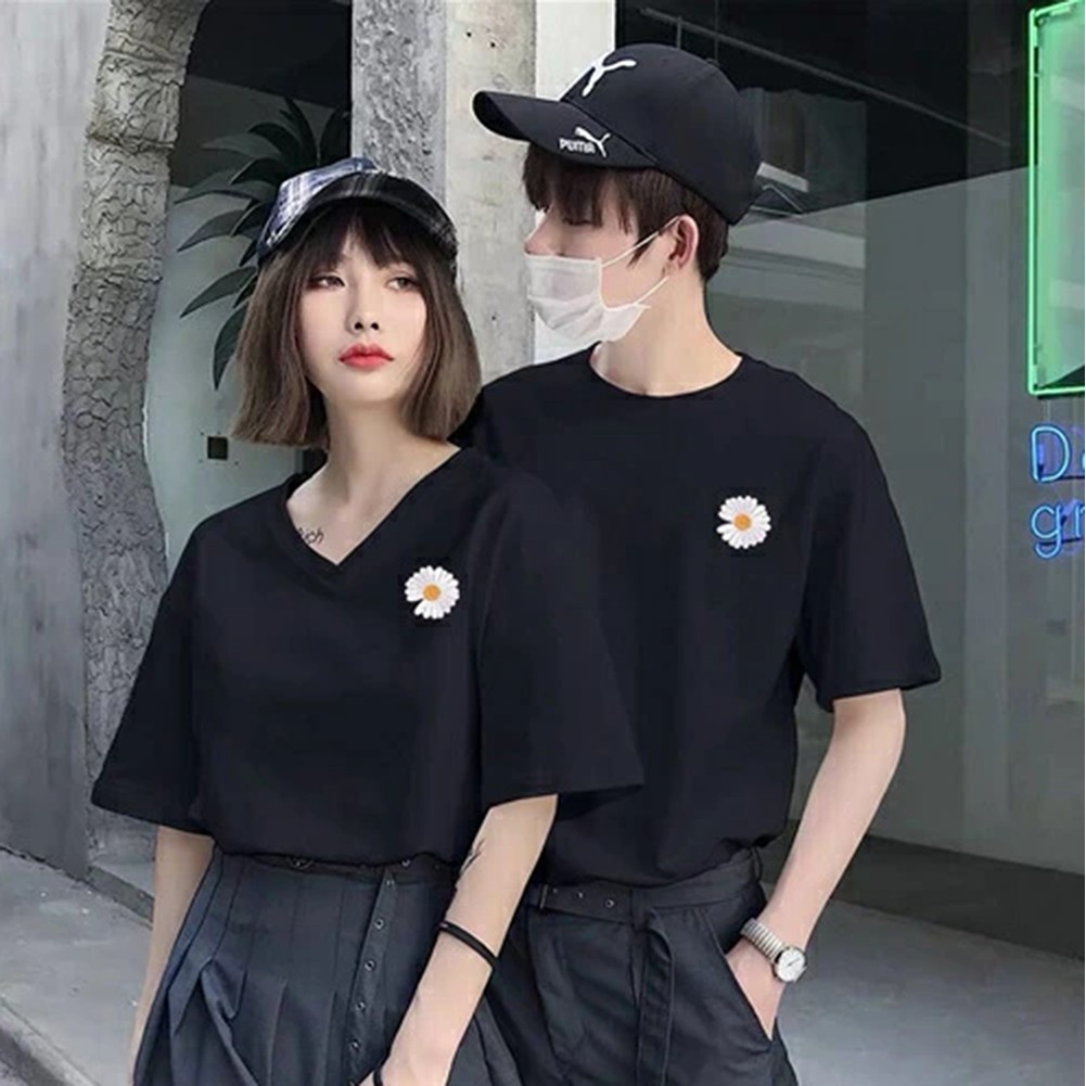 MYSTIQUE.ID-BAJU KAOS COUPLE FLOWER T-SHIRT LUCU DAN AESTHETIC