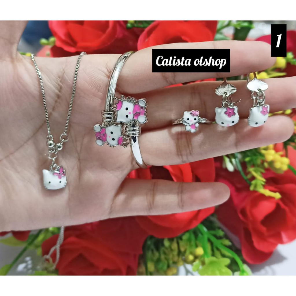 set anak banggel hello Kitty silver gold (COD)