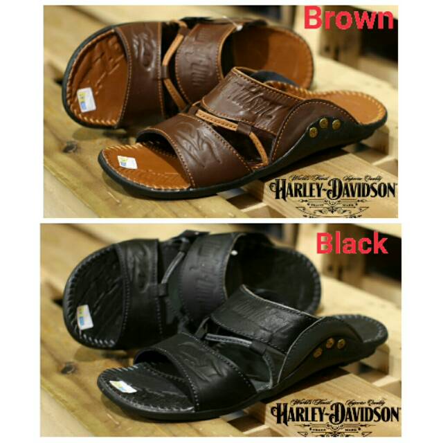 SANDAL KULIT PRIA 05 HARLEY BLACK BROWN TAN KULIT SAPI ASLI ORIGINAL