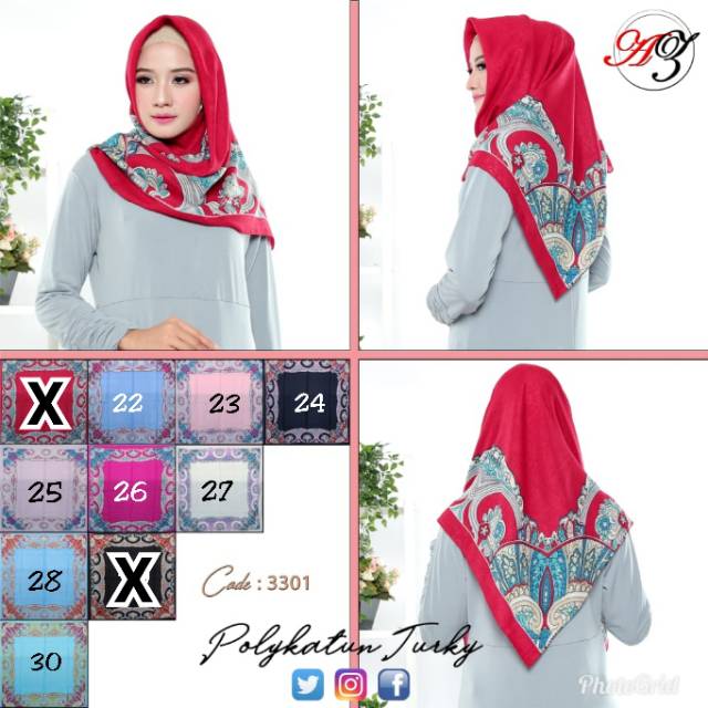 Segiempat Polykatun Turky Polikatun Turki Maptun Hijab Square Segi4 Jilbab Hijab Motif Cantik