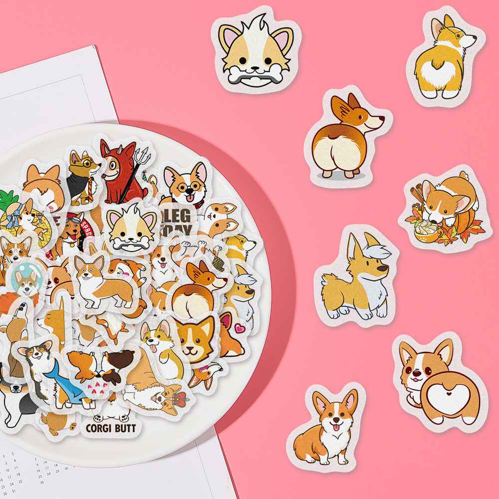 New personality Corgi funny cartoon and paper hand account sticker package photo album diary DIY hand account sticker 40 pieces