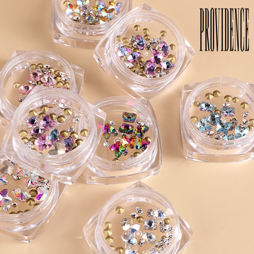 Providence Ornamen Kupu-Kupu Kaca Multi Warna Dekorasi Nail Art DIY