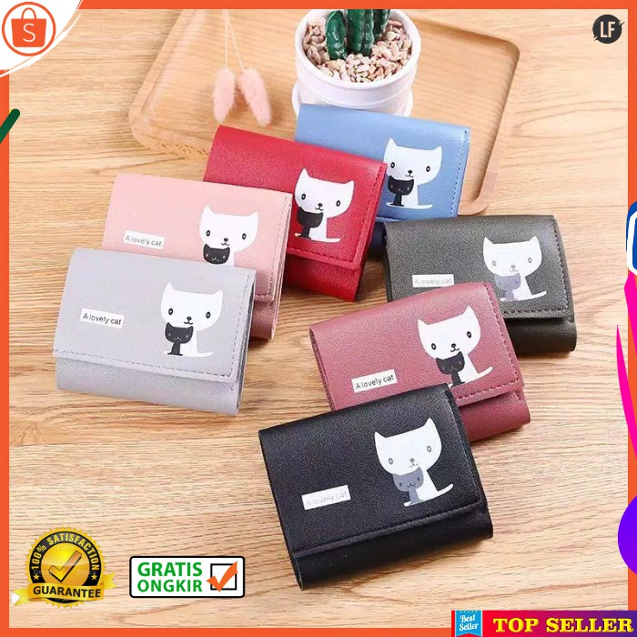 DOMPET LIPAT WANITA MINI KEKINIAN FASHION CEWEK KOREA KARAKTER KUCING WALLET CAT WOMEN AA37