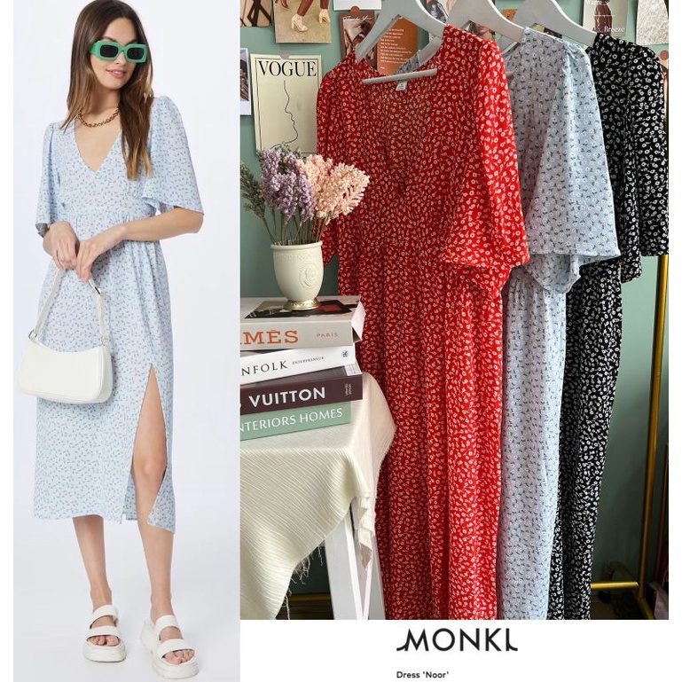 Mnk v neck printed soft dress