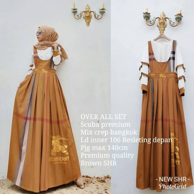 Overal set scuba premium ori shr/overal set burbery ori shr