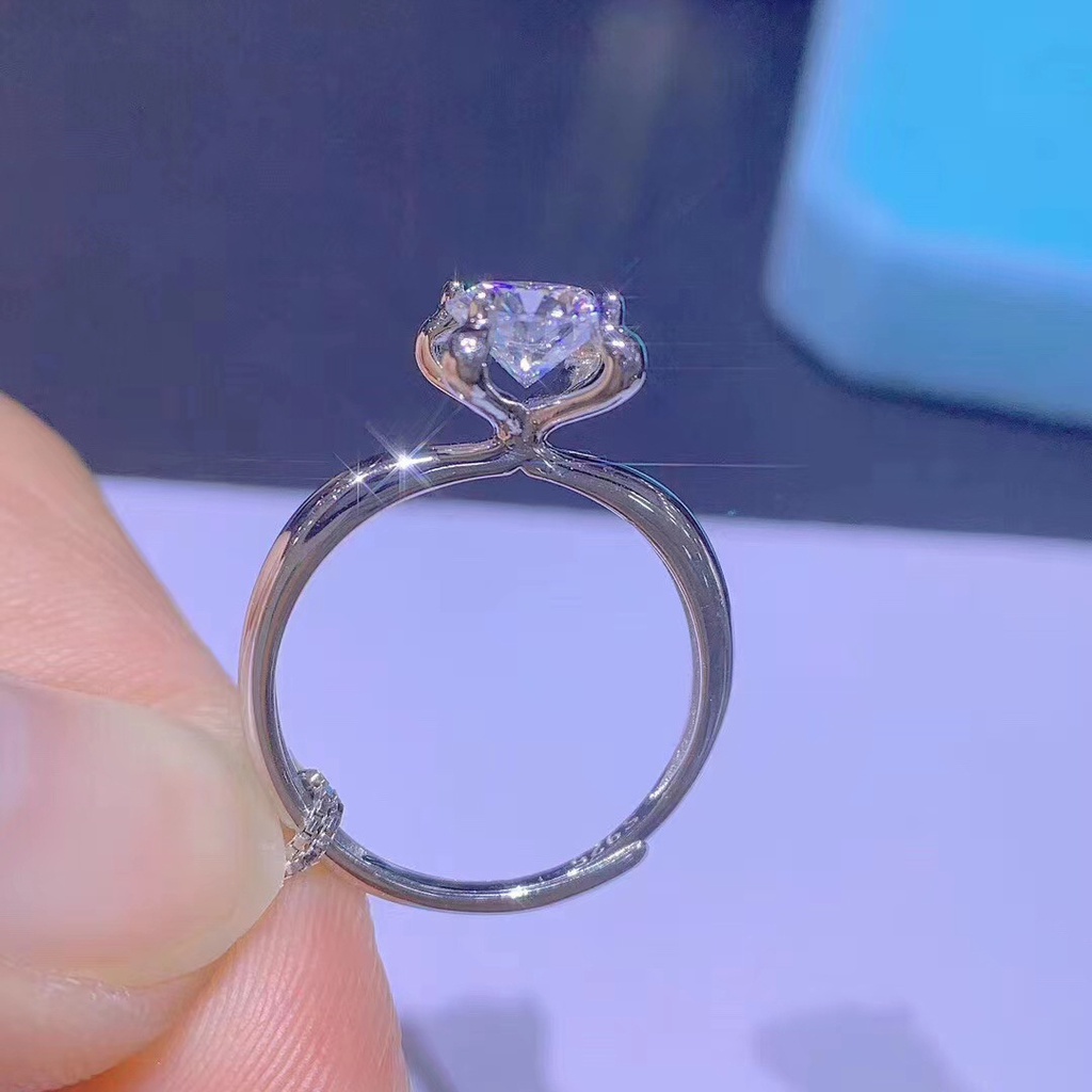 perak asli 925 cincin Wanita Api cinta Cincin yang dapat disesuaikan Perhiasan