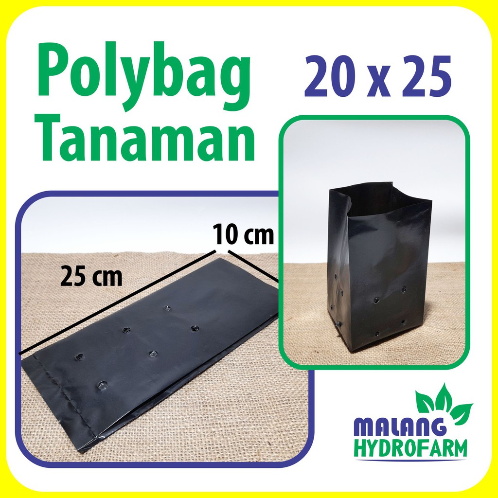 Polybag 20x25 cm satuan pot plastik tanaman hias tabulampot tanah hitam hydroponik buah benih