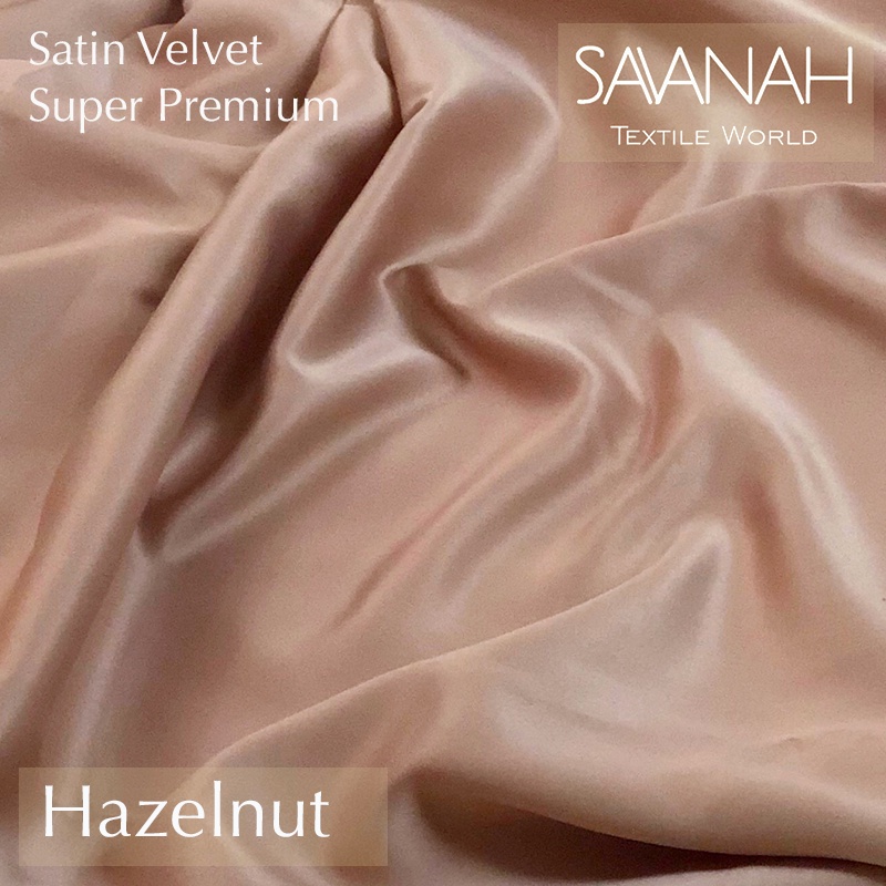 1 meter Kain Satin Velvet SUPER PREMIUM / Sateen Velvet Premium Dress hijab Gamis PASTEL-Hazelnut