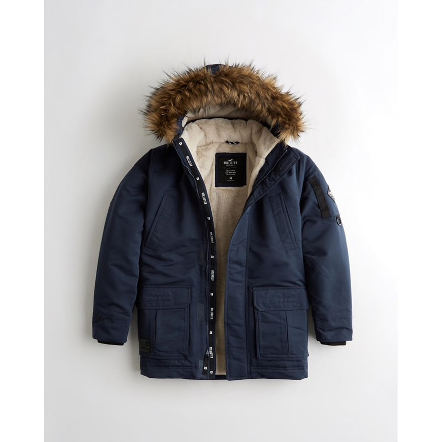 hollister jacket with fur hood