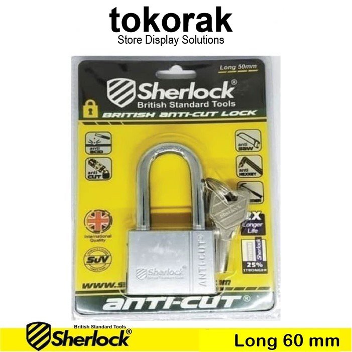 GEMBOK RUMAH ANTI CUT 60MM PANJANG SHERLOCK - GEMBOK PAGAR - COMP KEY