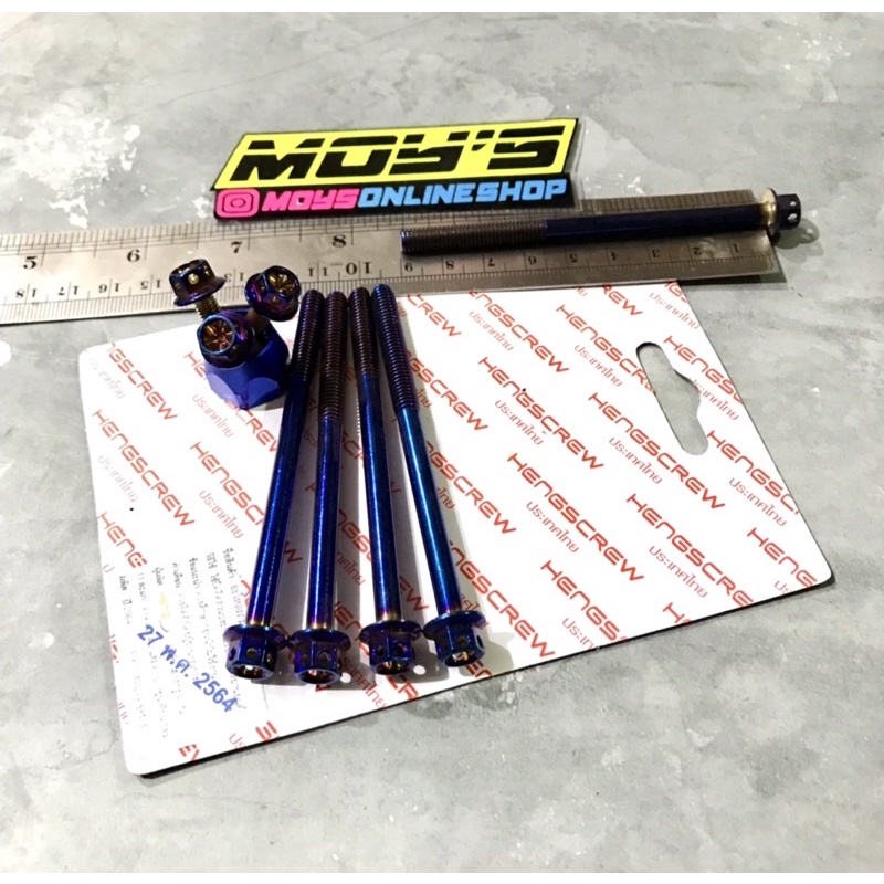 BAUT PROBOLT FLOWER  M6x90 MM GOLD/BLUE DRAT 10 ORIGINAL HENG THAILAND HARGA SATUAN