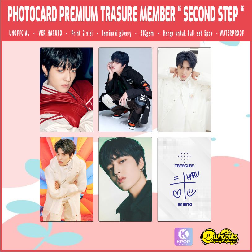 PHOTOCARD SET PREMIUM TREASURE FIRST STEP MEMBER / PRINT 2 SISI GLOSSY / ANTI AIR / ISI 5 PCS