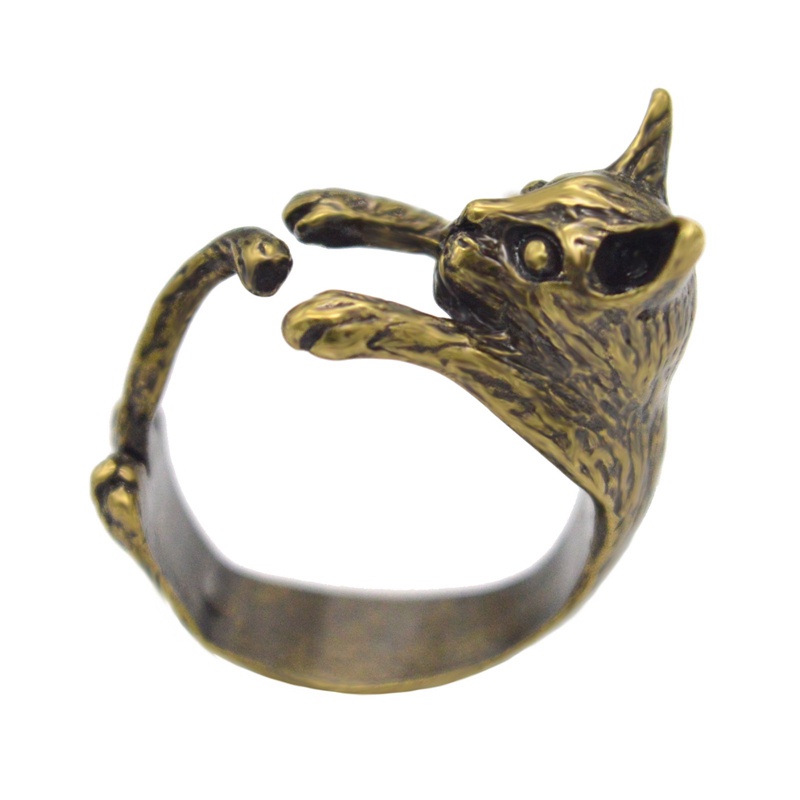 Cincin Bentuk Kucing Sphynx Gaya Retro Vintage Untuk Pria Dan Wanita