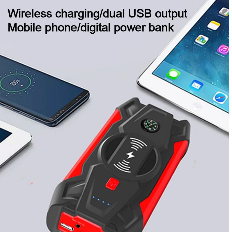 Power Bank Wireless Charger 39800mAh Car Jump Starter 12V