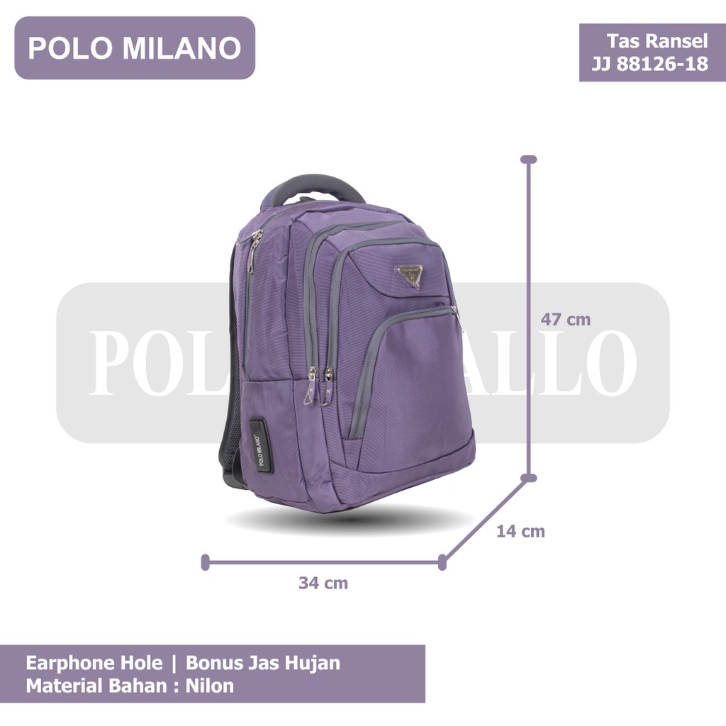 [KLIKTAS] Tas Ransel Laptop Import Polo Milano JJ 88126-18 / Backpack kantor kerja kuliah