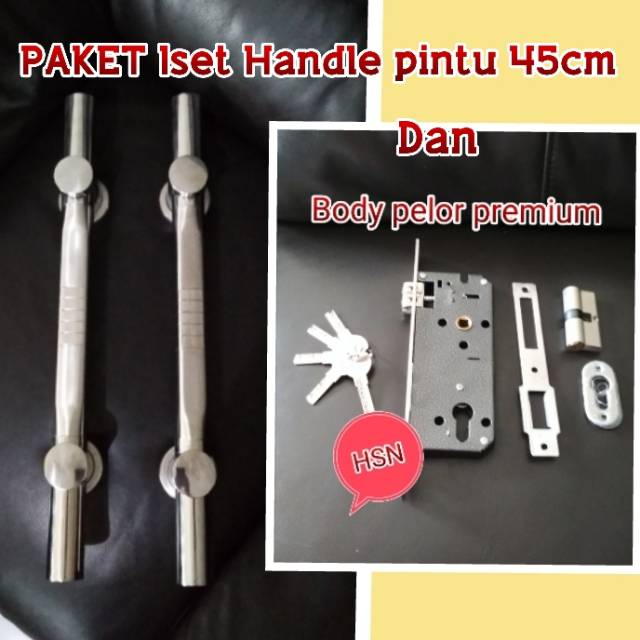 PAKET HANDLE PINTU 45CM DAN KUNCI - TARIKAN PINTU RUMAH PULL HANDLE KUNCI PINTU RUMAH
