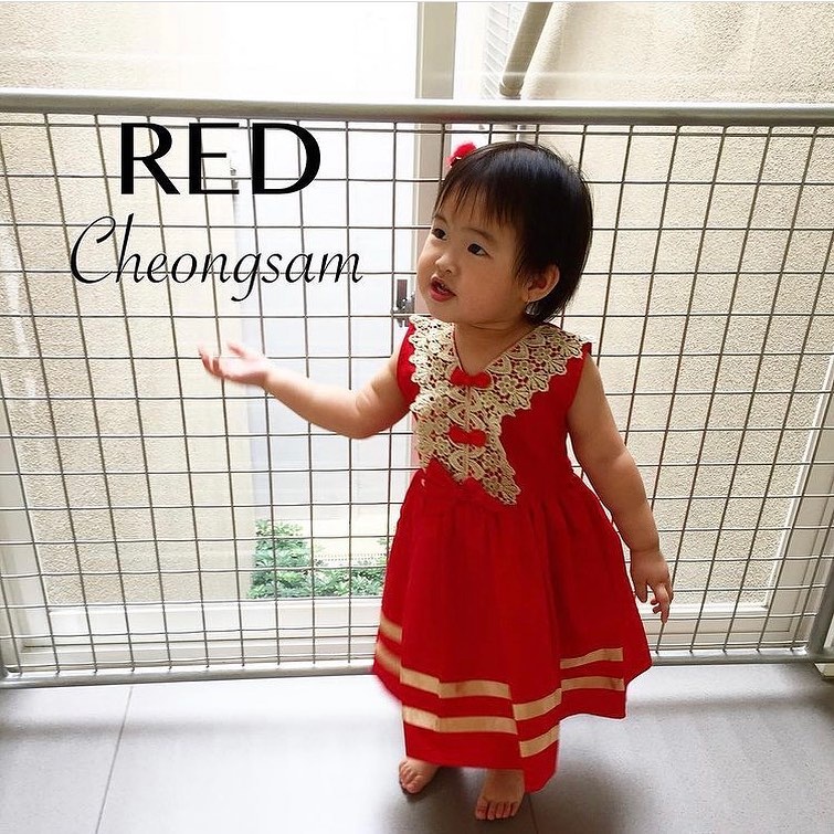 LUX DRESS / RED cheongsam baju sangjit pesta konyen imlek anak bayi perempuan cewek cewe Mewah Terlaris lucu babeebabyshop-1