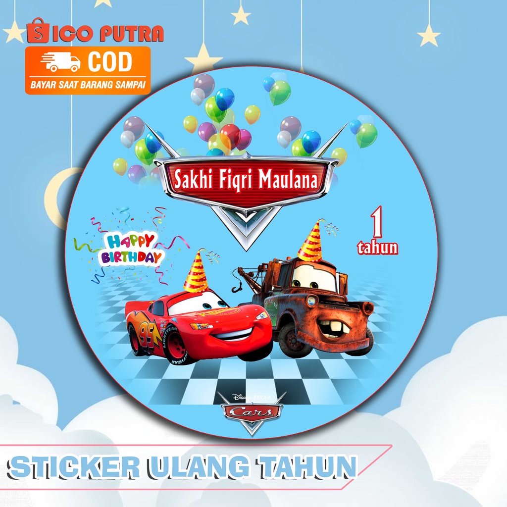 STIKER ULANG TAHUN Karakter MCQUEEN