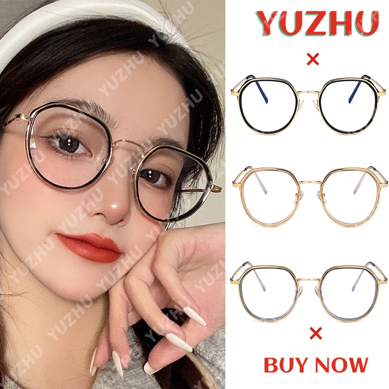 (YUZHU) COD Kacamata Anti Radiasi Bulat Wanita Korean Fashion Retro Cahaya Biru KACAMATA Komputer