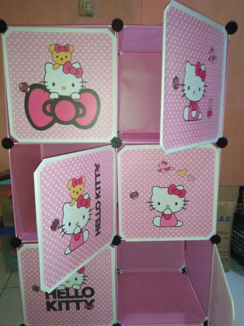Lemari Rakit Plastik Baju Anak/ Pakaian 6 Pintu/kotak/susun Motif Termurah
