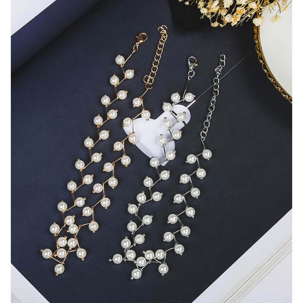 Kalung Rantai Mutiara PEARL CHOKER Wanita Gaya Korea Fashion Elegan Import ZigZag Zig Zag Mutiara Klavikula