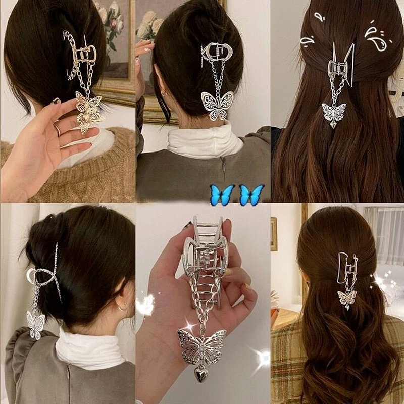 Jepit Rambut Model Butterfly Rumbai Bahan Metal Gaya Korea Untuk Wanita