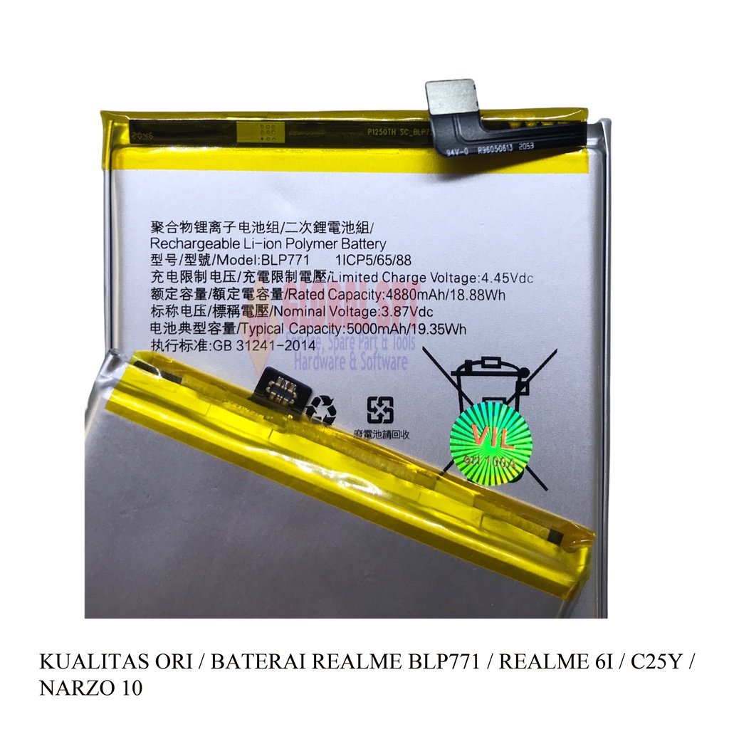 KUALITAS ORI / BATERAI REALME BLP771 / BATRE REALME 6I / BATERE C25Y / NARZO 10