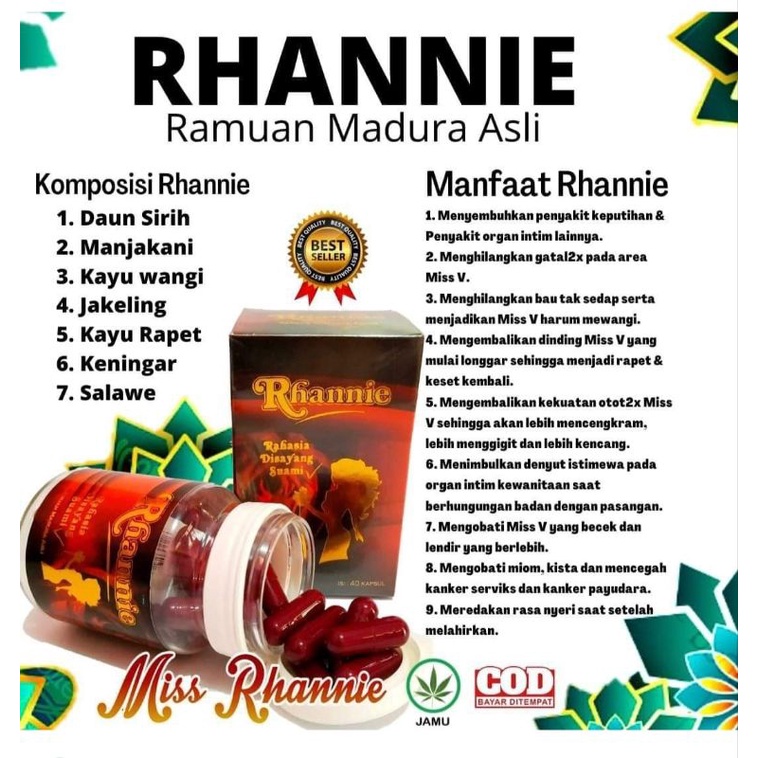 

Rhannie Termurah Empot Manjakani Asli Ramuan Madura Asli (40 kapsul)